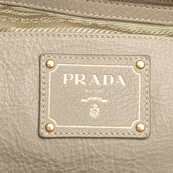 PRADA Gray Leather Shoulder Bag